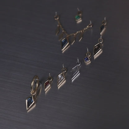 Zenith [Small] • 14K Gold Kite Gemstone Hoop Charm