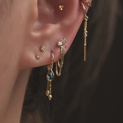 Solara• Briolette Teardrop Gemstone Hoop Charm