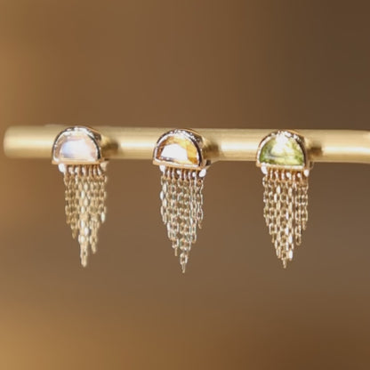 Moonjelly • Natural Gemstone Chain Tassel Flat Back Stud