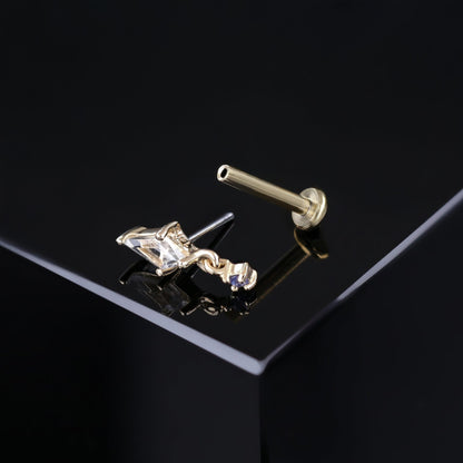 Lyra • Tiny Kite Shaped Gemstone Threadless End