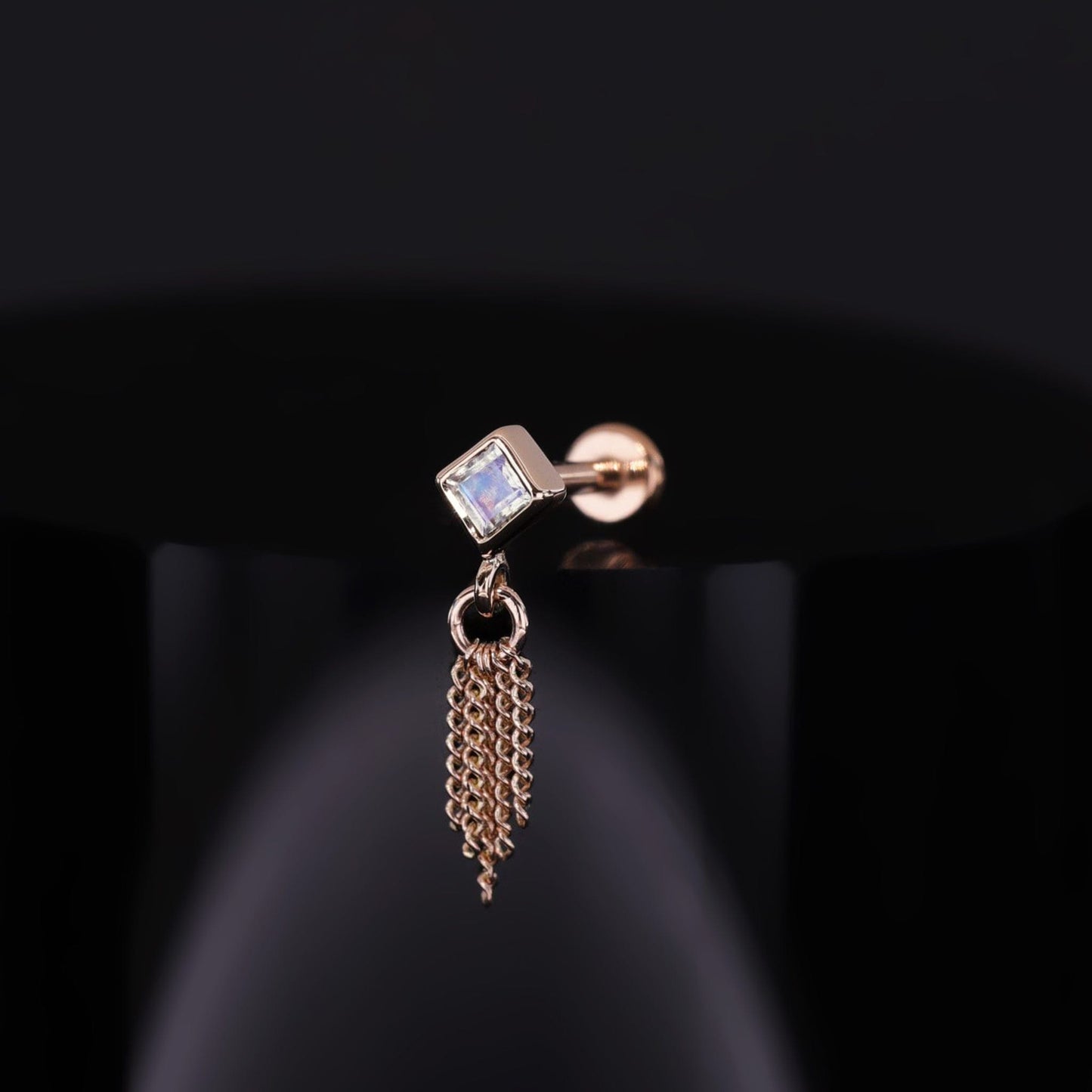 Miel • Natural Gemstone 5 Curb Chain Tassel