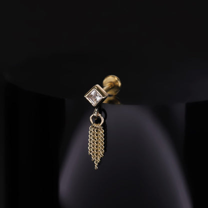 Miel • Natural Gemstone 5 Curb Chain Tassel