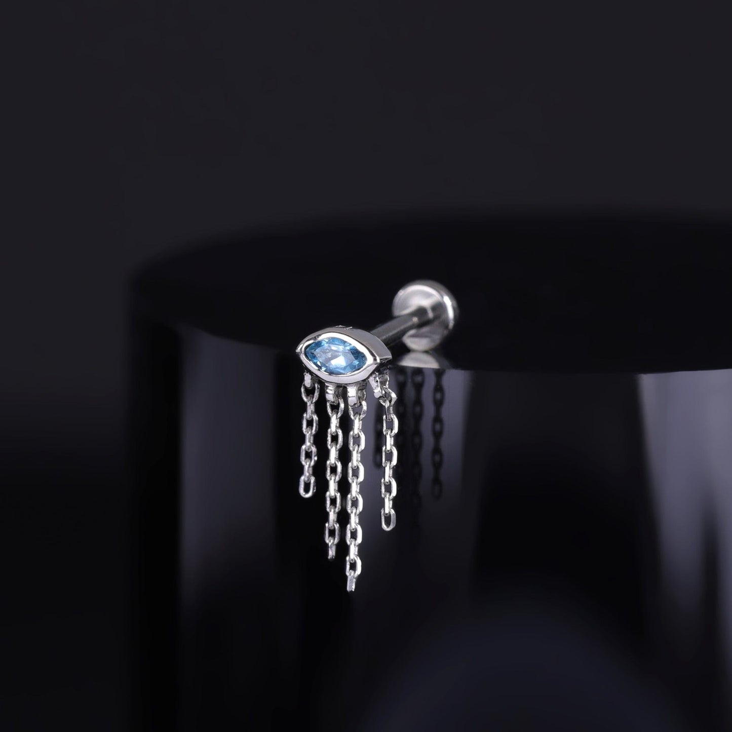 Misty Dew • Natural Gemstone Threadless Stud