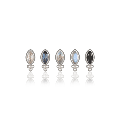 Rue • 14K Gold Tiny Marquise Cluster Natural Gemstone Flat Back Stud