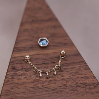 Ember Blue and White Diamond Dangle Chain - BEATTI