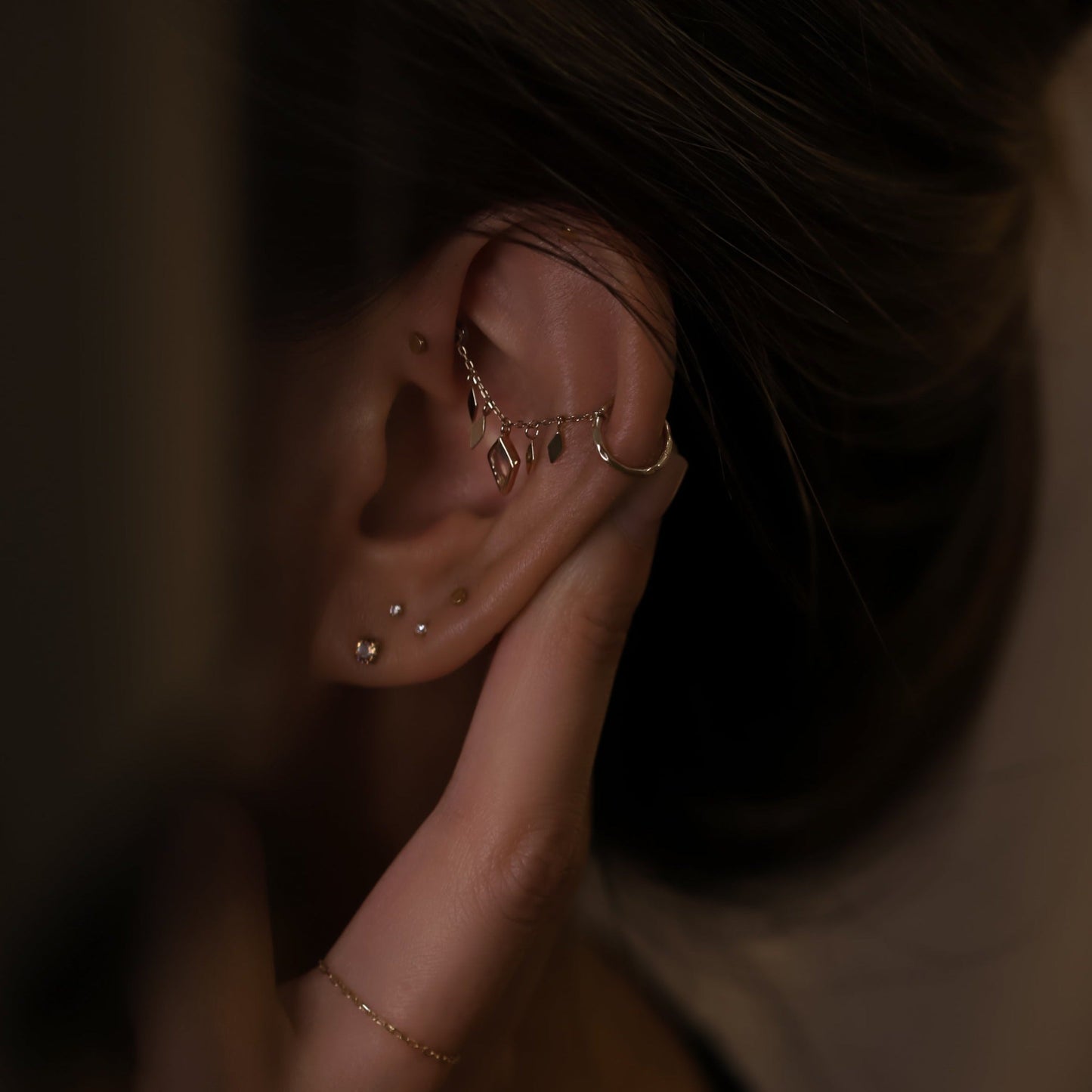 14K Gold Textured Clicker Hoops