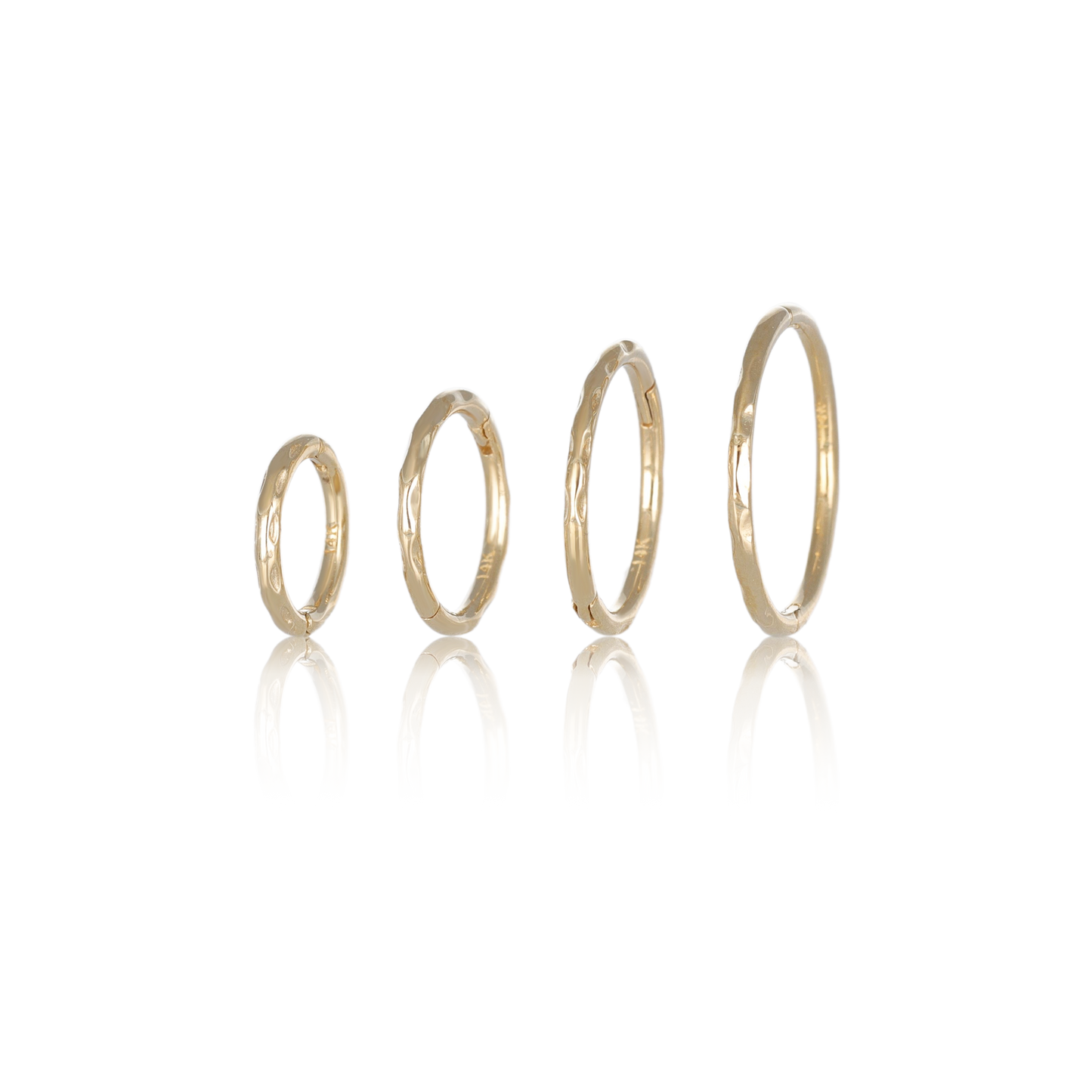 14K Gold Textured Clicker Hoops