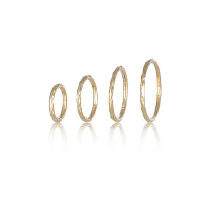 14K Gold Textured Clicker Hoops