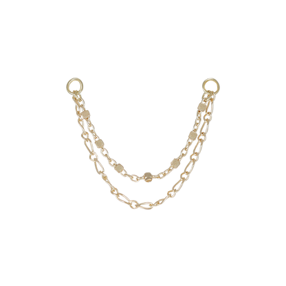 14K Gold Square Figaro Double Chain Attachment