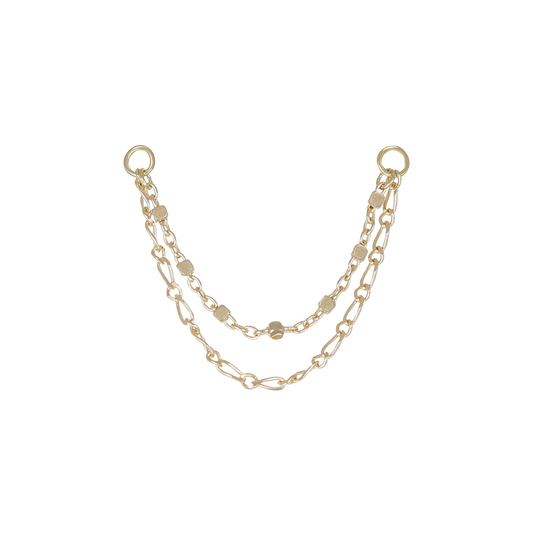 14K Gold Square Figaro Double Chain Attachment