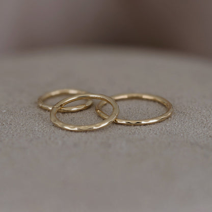 14K Gold Textured Clicker Hoops