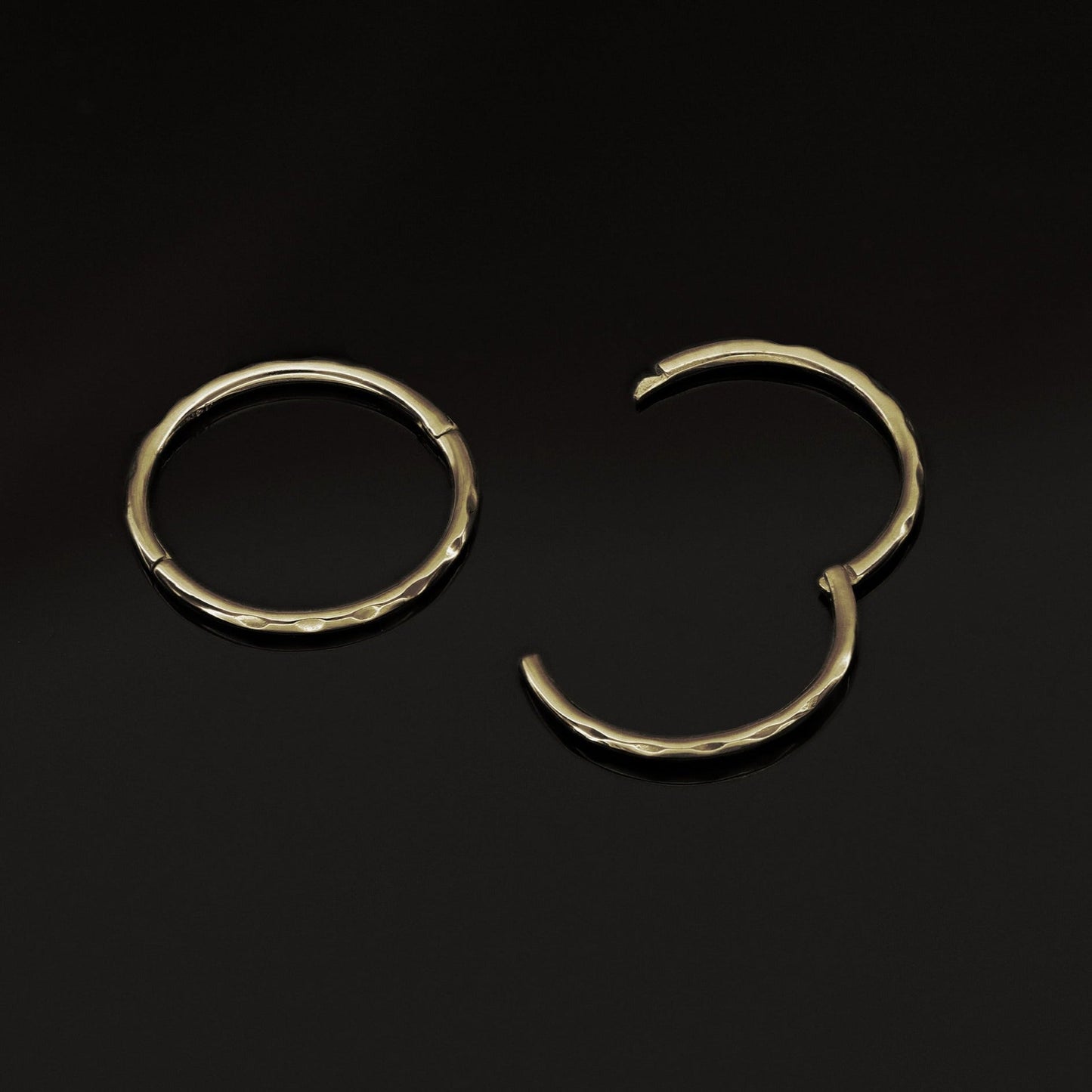 14K Gold Textured Clicker Hoops