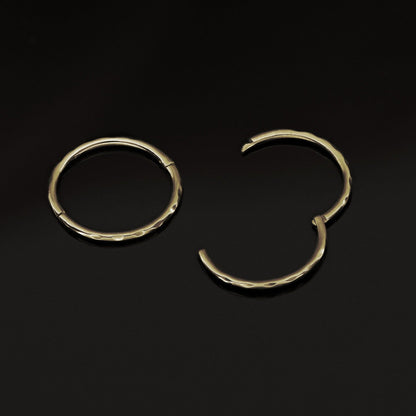 14K Gold Textured Clicker Hoops