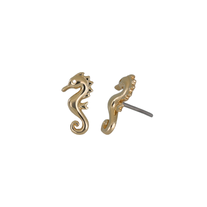 14K Solid Gold Tiny Seahorse Flat Back Earring - BEATTI